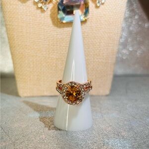 Smokey Topaz Ring Lab Created Size 7 on Rose Gold Plating New